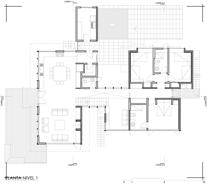 plano de casa minimalista de 2 plantas