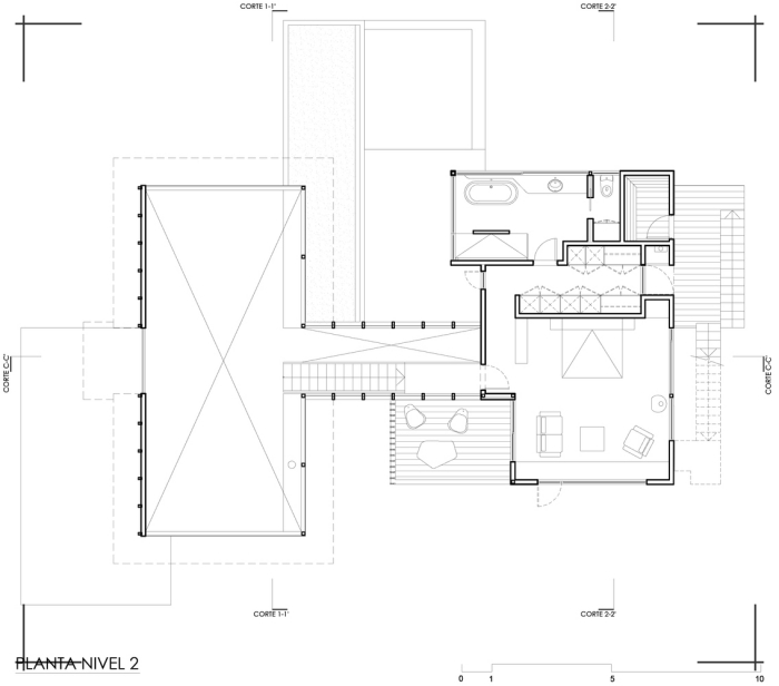 plano de casa minimalista de 2 plantas