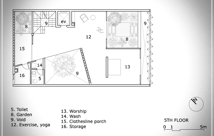 plano de casa con fachada de madera