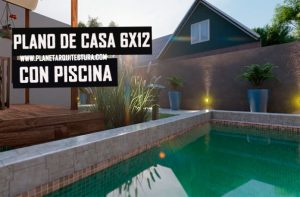 plano de casa 6x12 con piscina