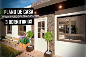 Plano de casa de 3 dormitorios en una planta