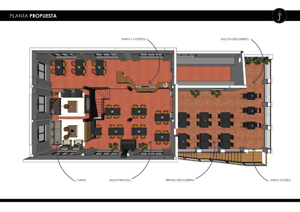 Plano de restaurante moderno