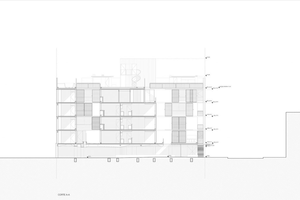 Planos y cortes de un edificio