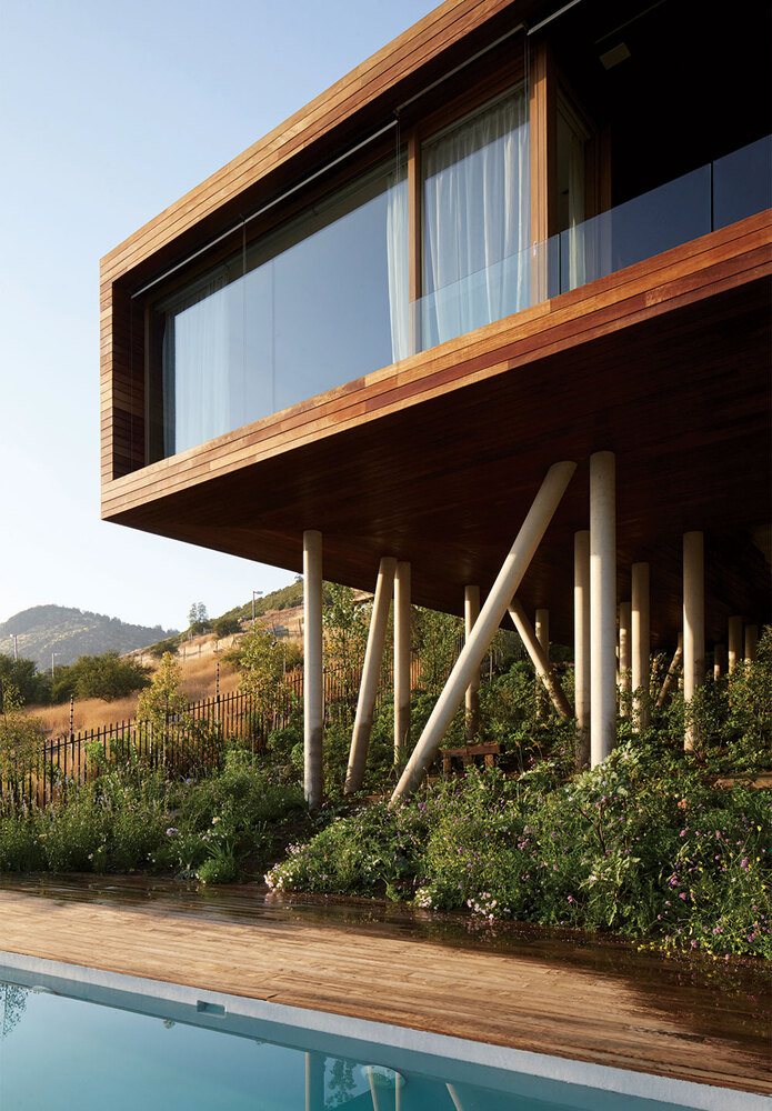 Casas de madera con piscina