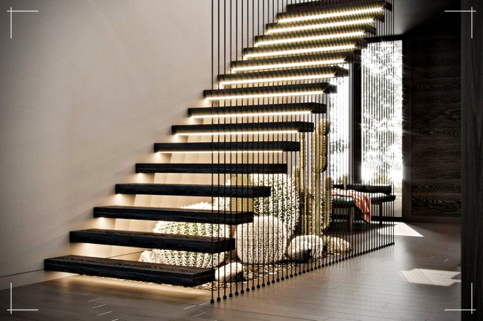 Escaleras modernas con iluminación