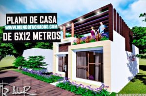 plano de casa de 6x12 con 2 habitaciones