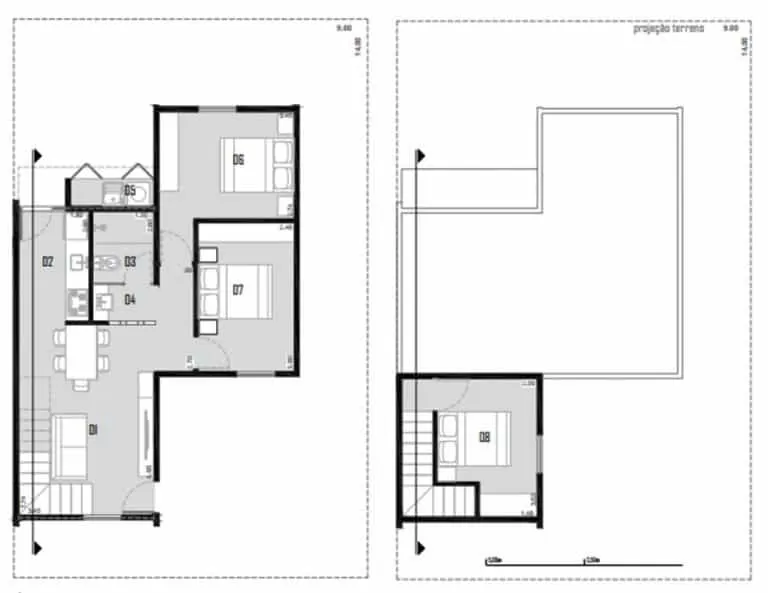 Plano de casa con posibilidad de ampliar