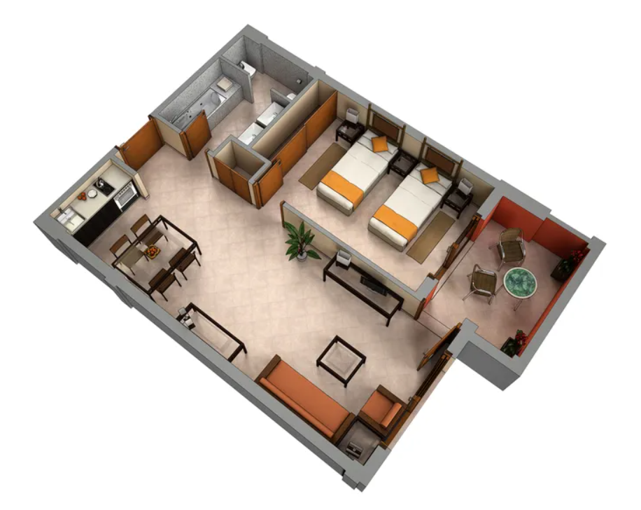 plano de casa de 1 habitacion