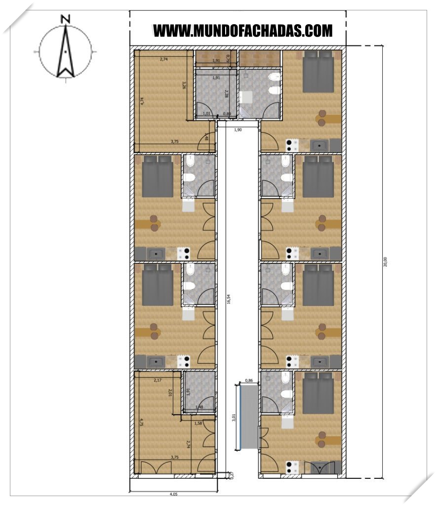 Planos de cuartos para rentar 10x20