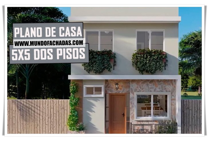 plano de casa 5x5 dos pisos